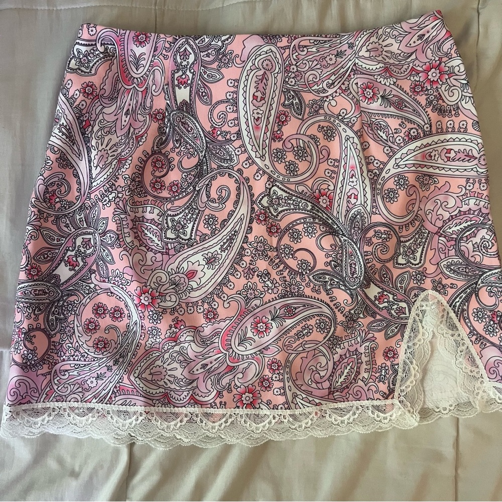 Shein Pink Paisley Print Skirt